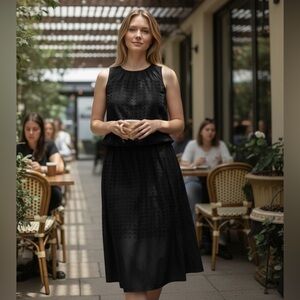 NWT $148 Jennifer & Grace 2PCS Set Eyelet Black Skirt Top Large